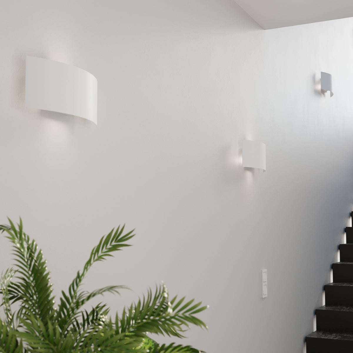 Applique Murale Arc en Métal Blanc, Éclairage Haut et Bas