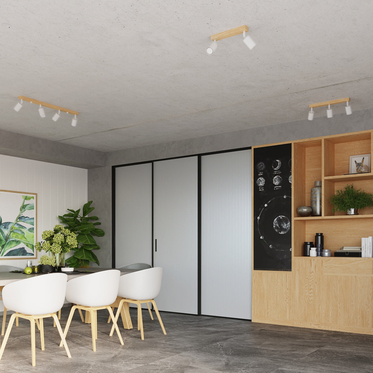 Applique Murale Orientable Bois et Métal Blanc, Spot GU10