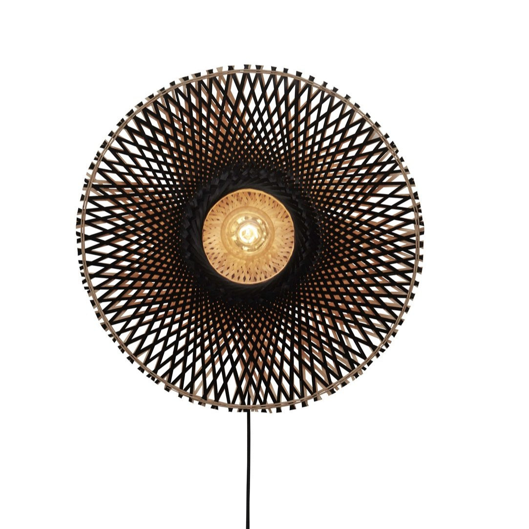 Applique Murale Kalimantan Bambou Tressé Noir et Naturel 60 cm