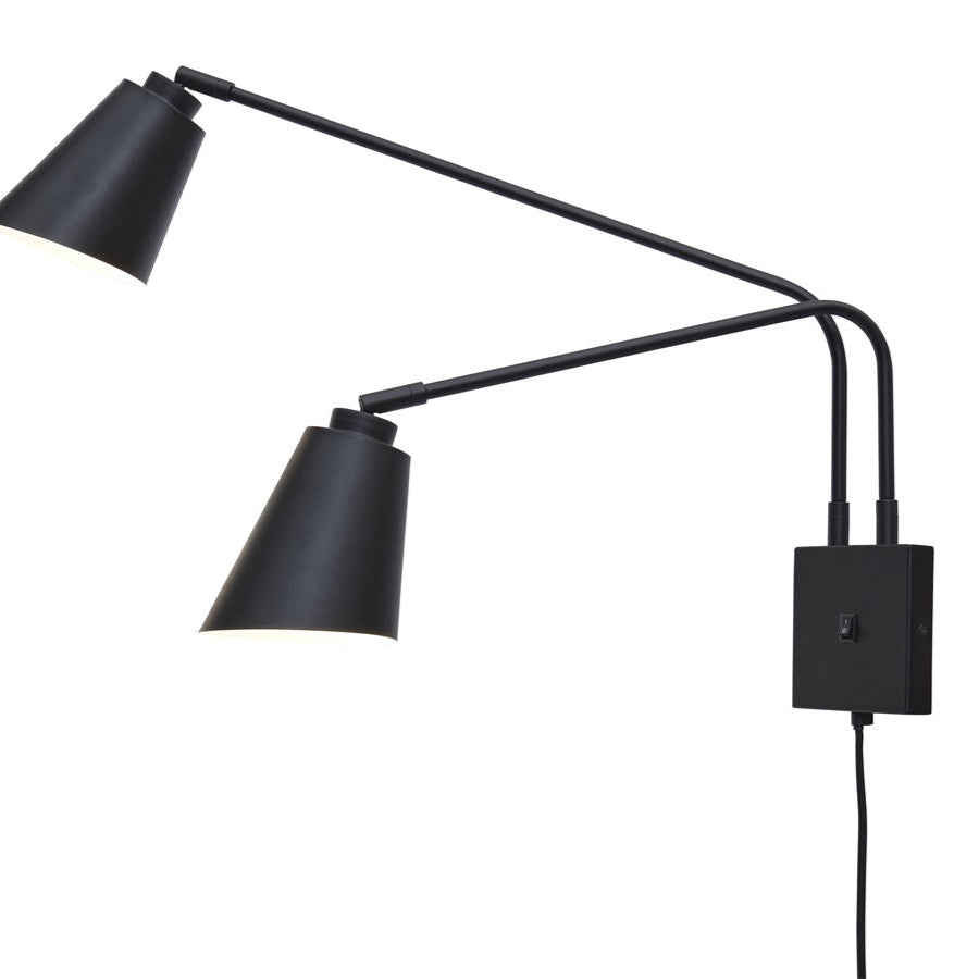 Applique Murale Bremen 2 Bras Fer Noir 135 cm