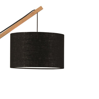 Applique Murale Andes Bras Articulé Bambou et Abat-jour Lin Noir 35 cm