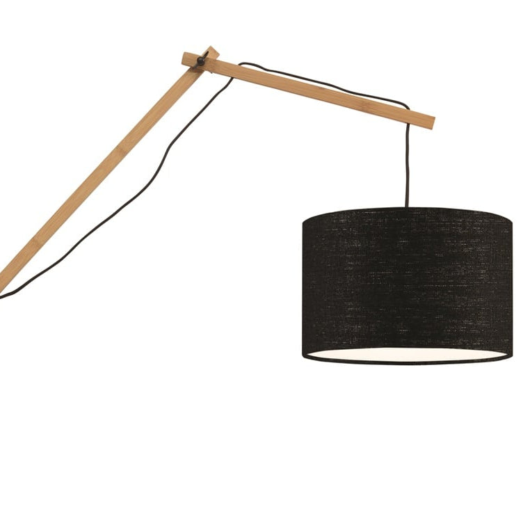 Applique Murale Andes Bras Articulé Bambou Naturel et Abat-Jour Écolin Noir 95x70 cm L