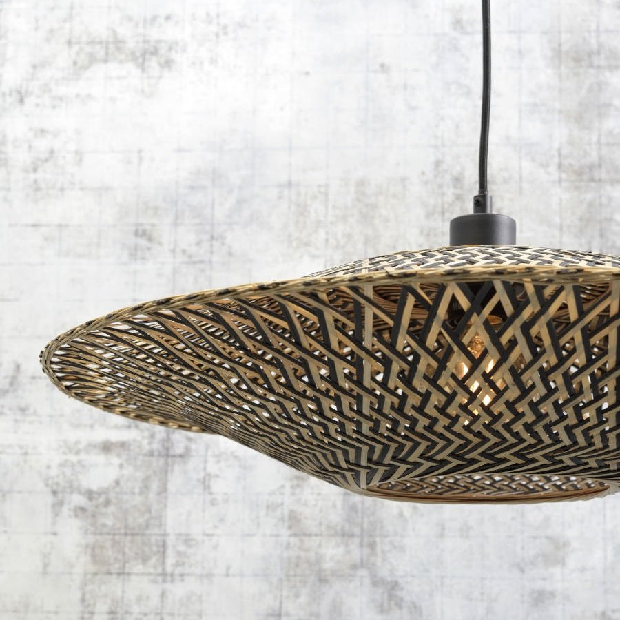 Applique Murale Bali Bambou Tressé Naturel et Noir 44 cm