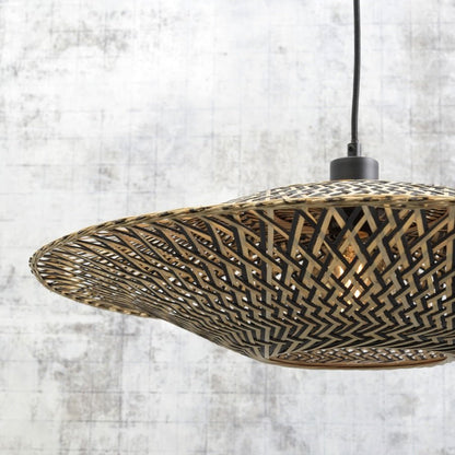 Applique Murale Bali Bambou Tressé Naturel et Noir 44 cm
