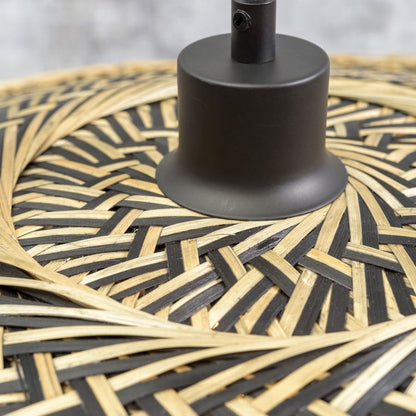 Applique Murale Bali Bambou Tressé Naturel et Noir 44 cm