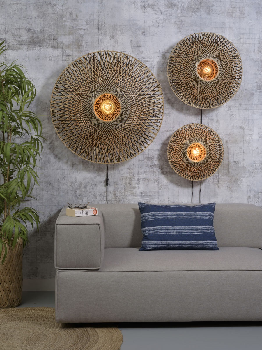 Applique Murale Bali Bambou Tressé Noir et Naturel 87 cm