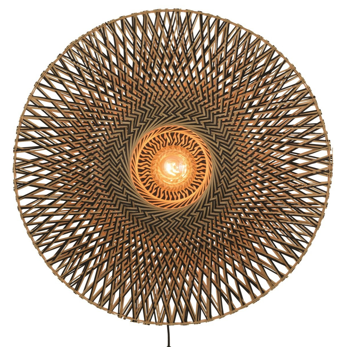 Applique Murale Bali Bambou Tressé Noir et Naturel 87 cm