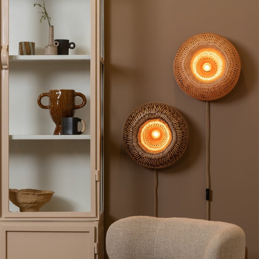 Applique Murale Barbados Bambou Tressé Naturel et Brun 35 cm