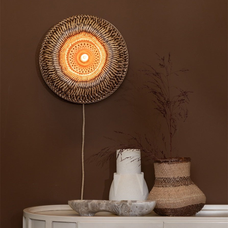 Applique Murale Barbados Bambou Tressé Naturel et Brun 35 cm