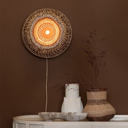 Applique Murale Barbados Bambou Tressé Naturel et Brun 35 cm