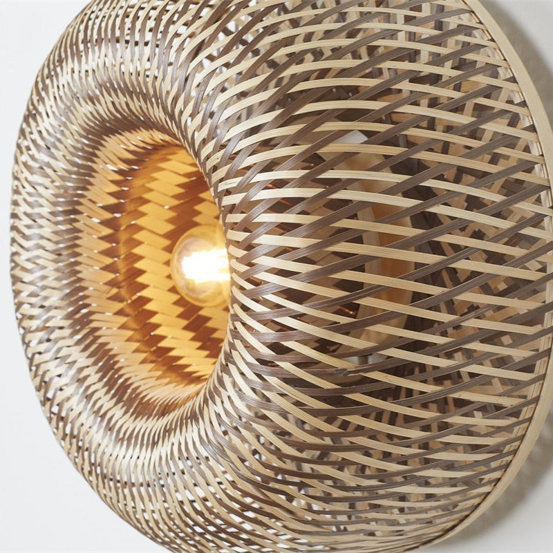 Applique Murale Barbados Bambou Tressé Naturel et Brun 35 cm