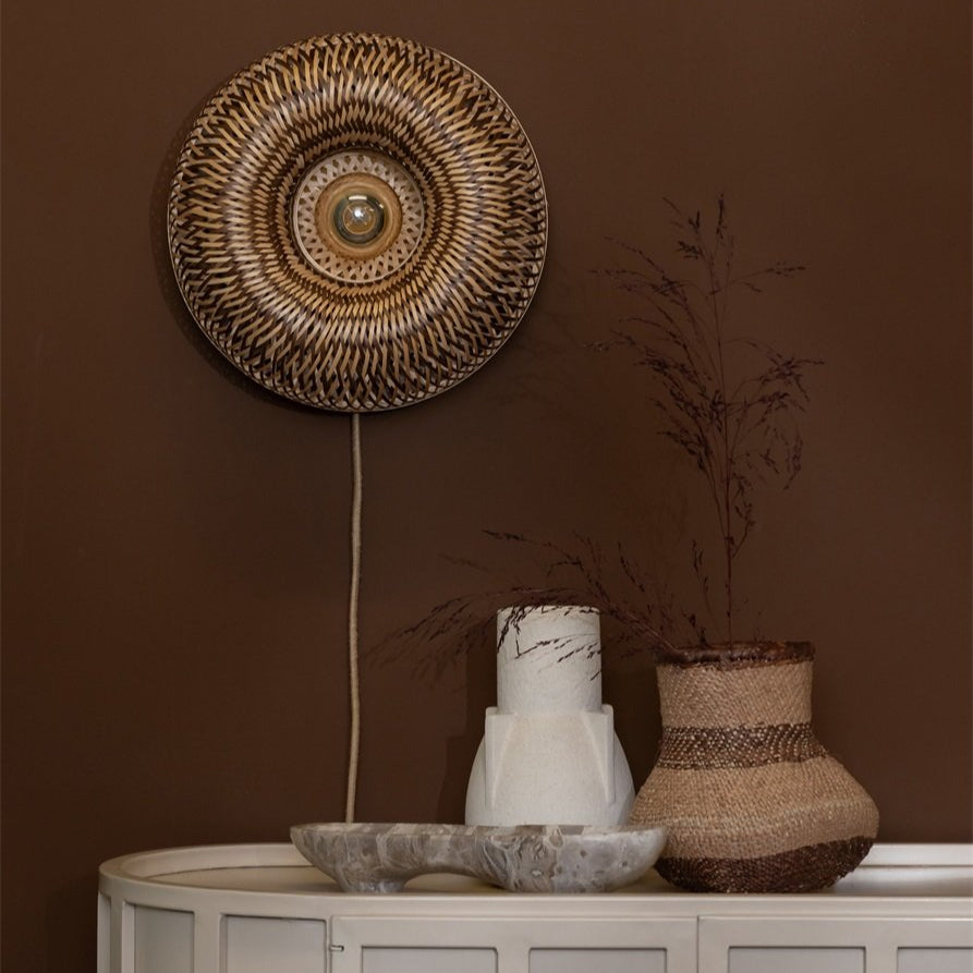Applique Murale Barbados Bambou Tressé Naturel et Brun 35 cm