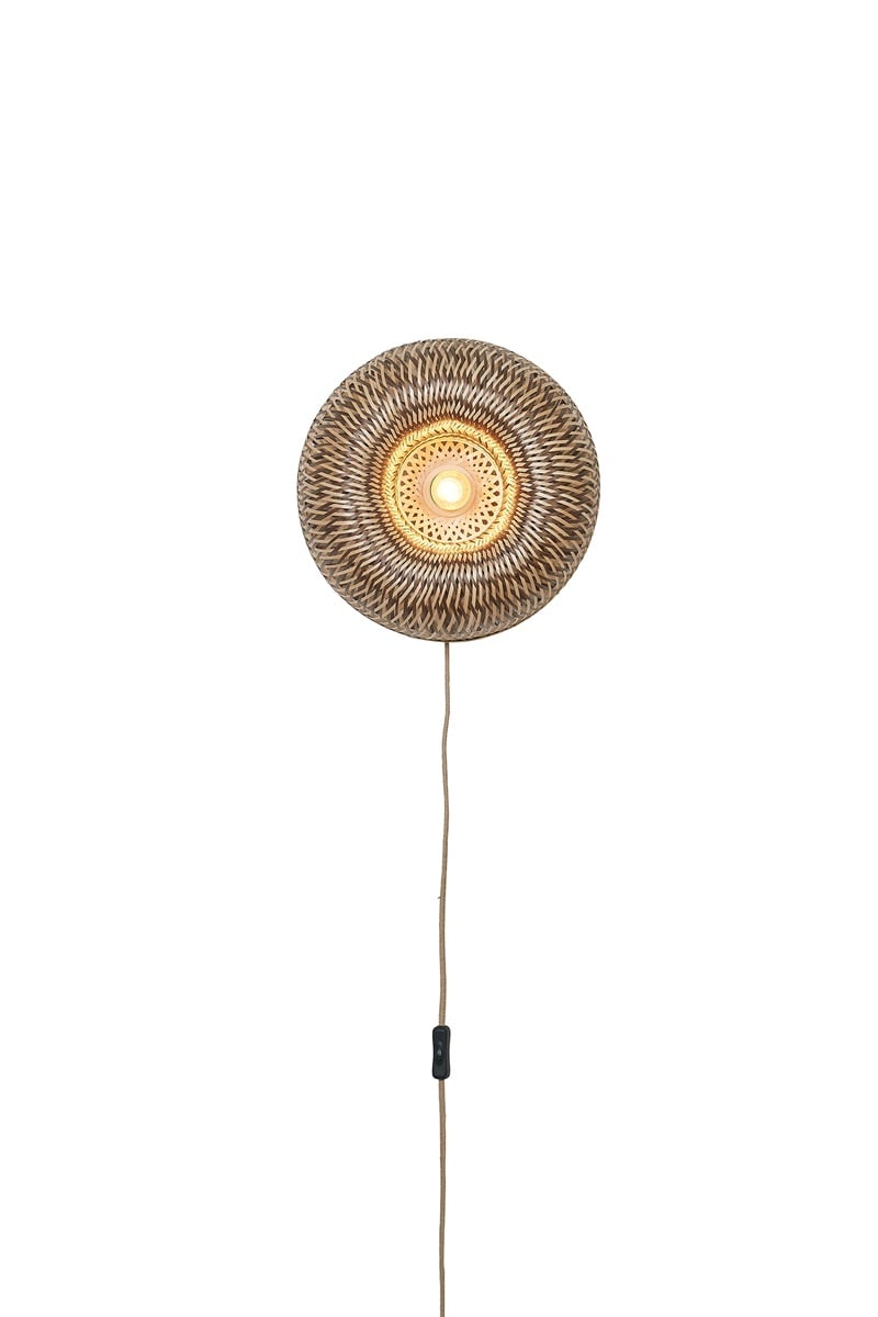 Applique Murale Barbados Bambou Tressé Naturel et Brun 35 cm