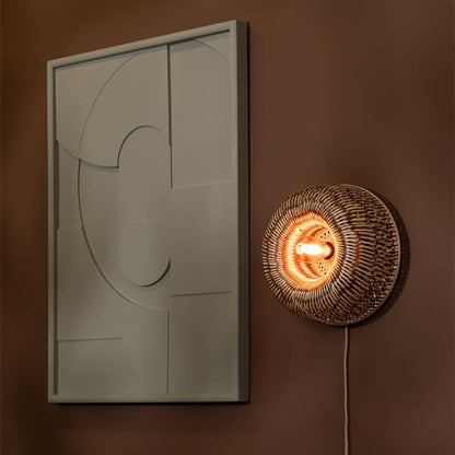Applique Murale Barbados Bambou Tressé Naturel et Brun 35 cm