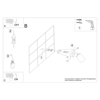 Applique Murale Orientable Bois et Métal Blanc, Spot GU10