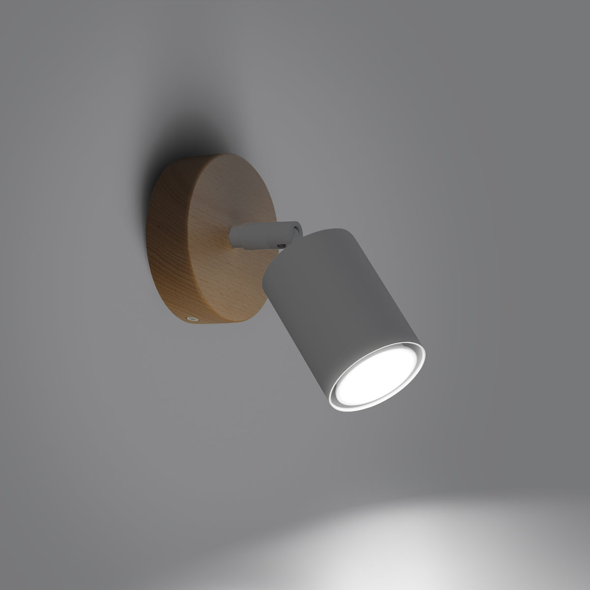 Applique Murale Orientable Bois et Métal Blanc, Spot GU10