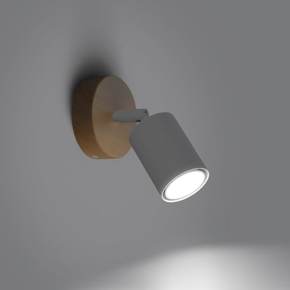Applique Murale Orientable Bois et Métal Blanc, Spot GU10