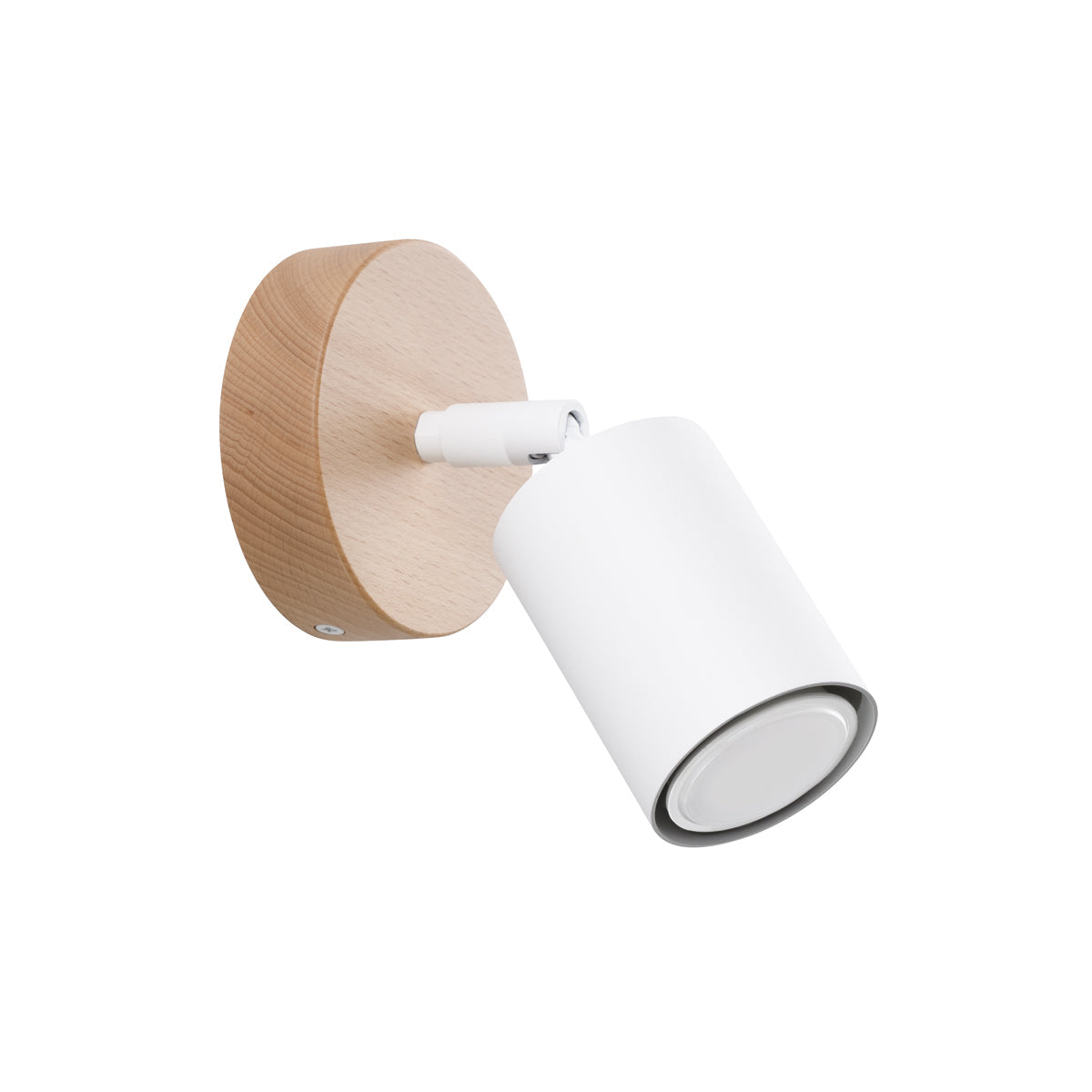 Applique Murale Orientable Bois et Métal Blanc, Spot GU10