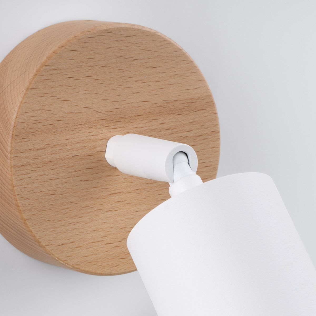 Applique Murale Orientable Bois et Métal Blanc, Spot GU10