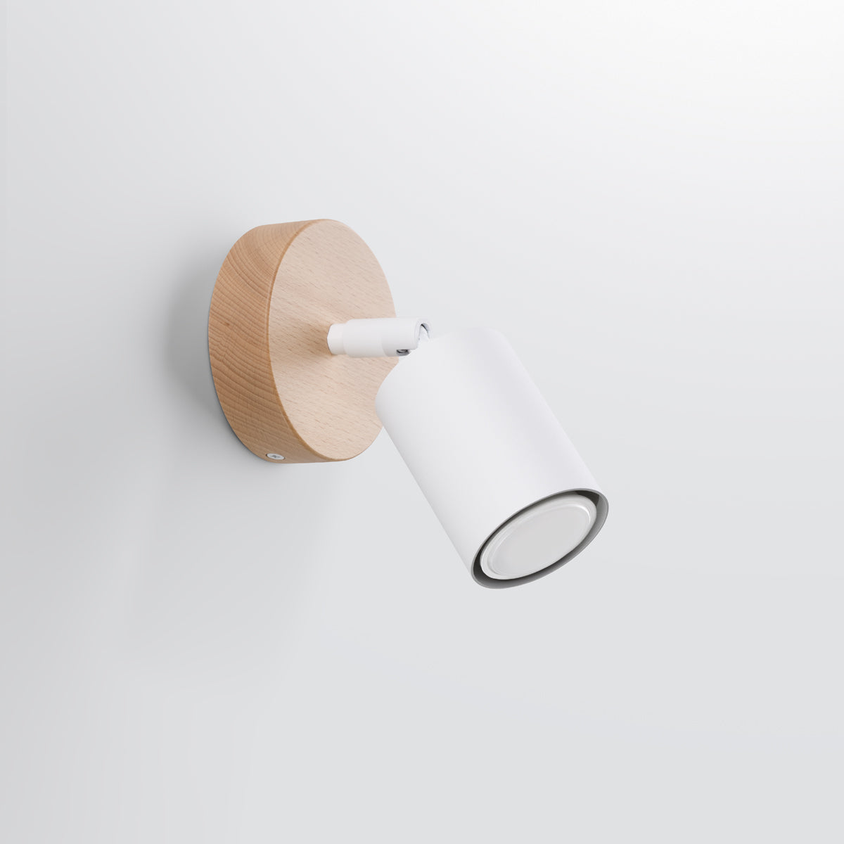 Applique Murale Orientable Bois et Métal Blanc, Spot GU10