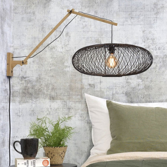Applique Murale Cango Bambou et Abat-Jour Fil Métallique Ovale 60x25 cm