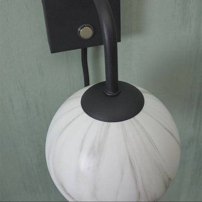 Applique Murale Carrara Globe Marbre et Noir