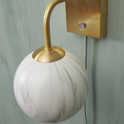 Applique Murale Carrara Globe Marbre et Or