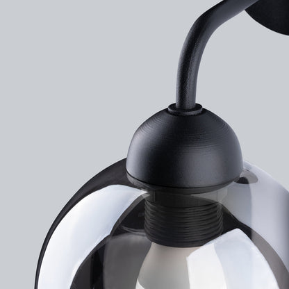 Applique Murale Cloche en Verre Fumé Noir, Style Industriel