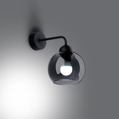 Applique Murale Cloche en Verre Fumé Noir, Style Industriel