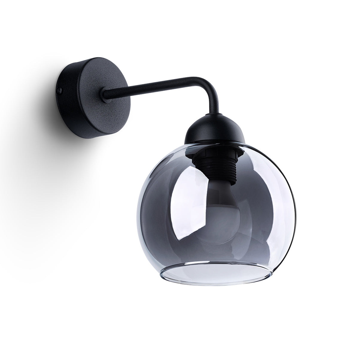 Applique Murale Cloche en Verre Fumé Noir, Style Industriel