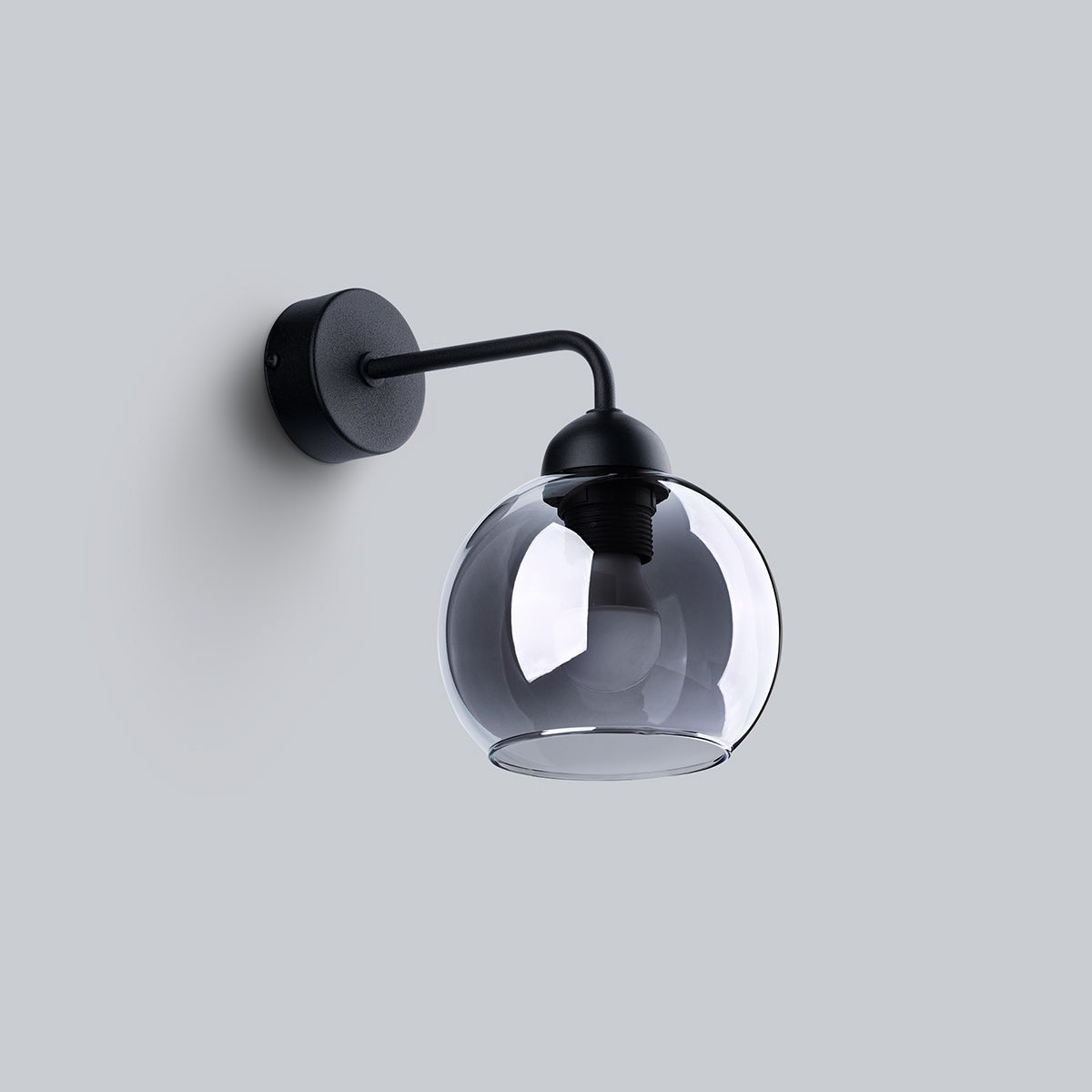 Applique Murale Cloche en Verre Fumé Noir, Style Industriel