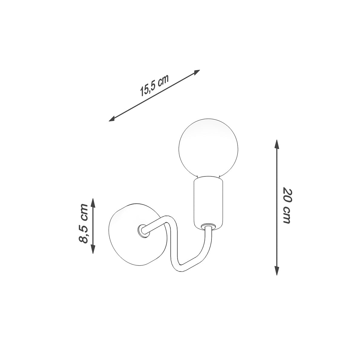 Applique Design Flex Noire Bras Coudé Industriel