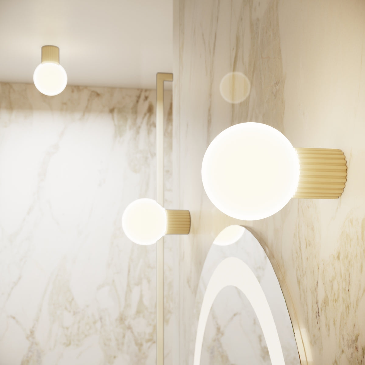 Applique Murale Halo Beige IP44 en Aluminium Nervuré