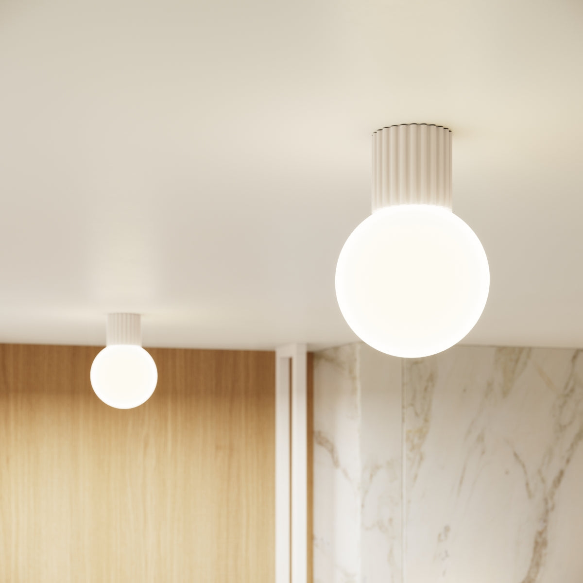 Applique Murale Halo Beige IP44 en Aluminium Nervuré