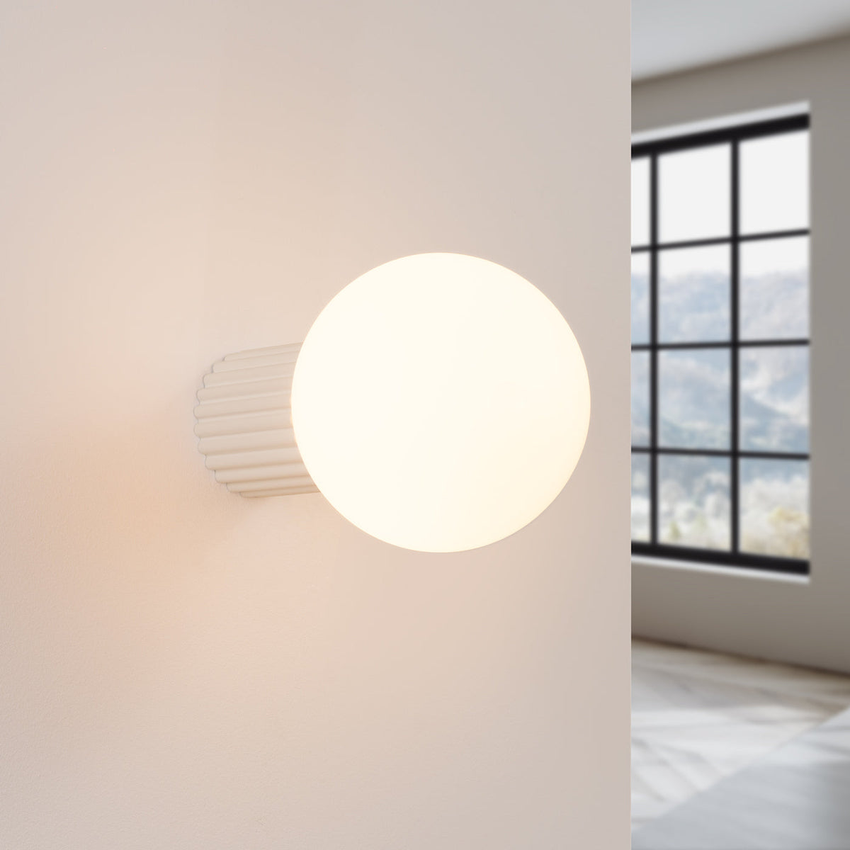 Applique Murale Halo Beige IP44 en Aluminium Nervuré