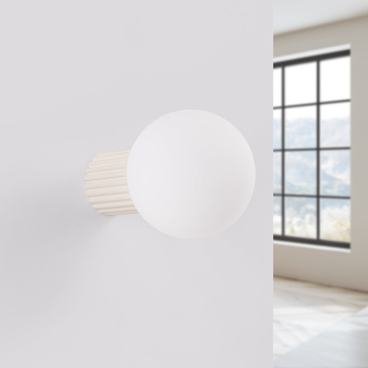 Applique Murale Halo Beige IP44 en Aluminium Nervuré