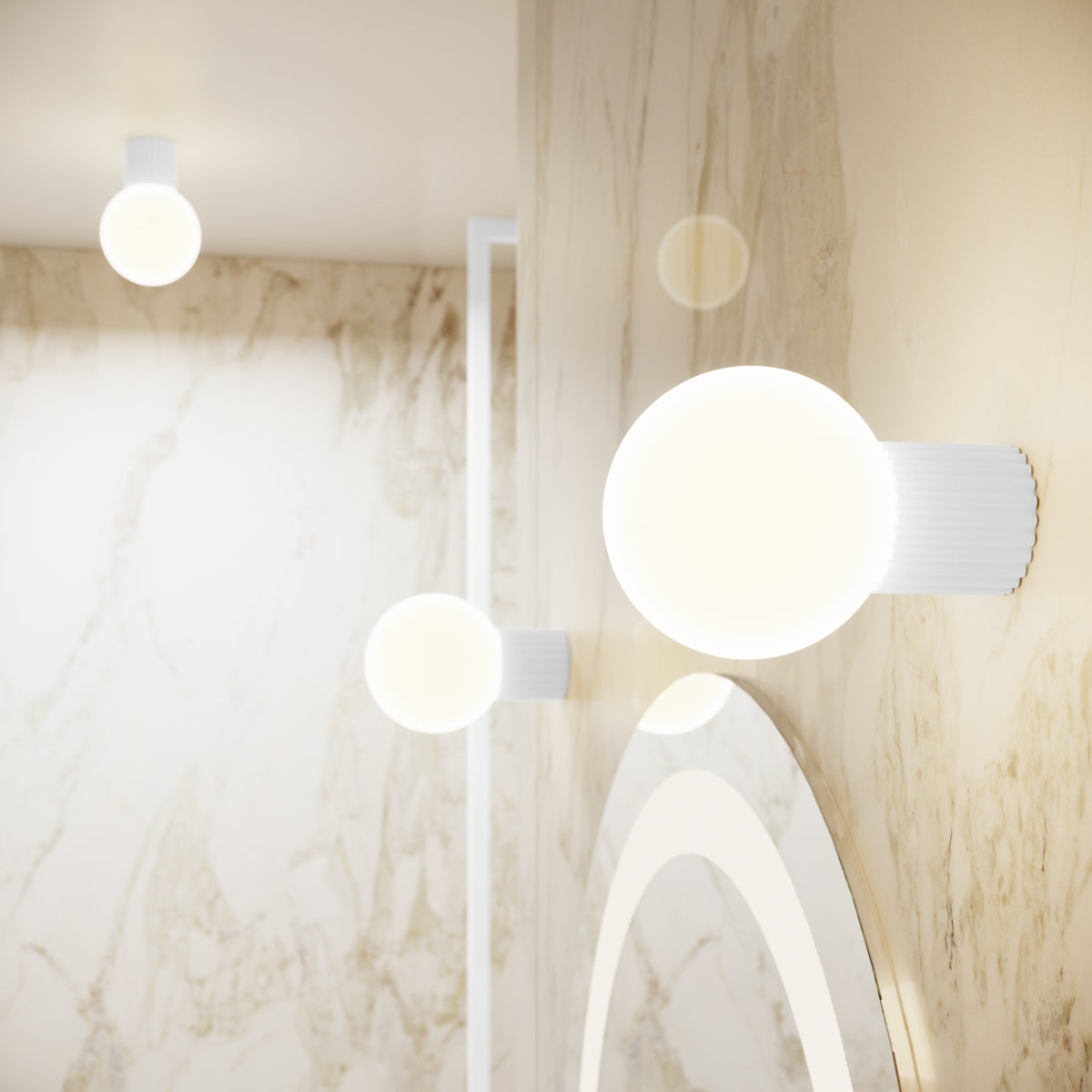 Applique Murale Halo Blanc IP44 en Aluminium Nervuré