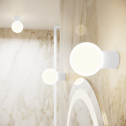 Applique Murale Halo Blanc IP44 en Aluminium Nervuré