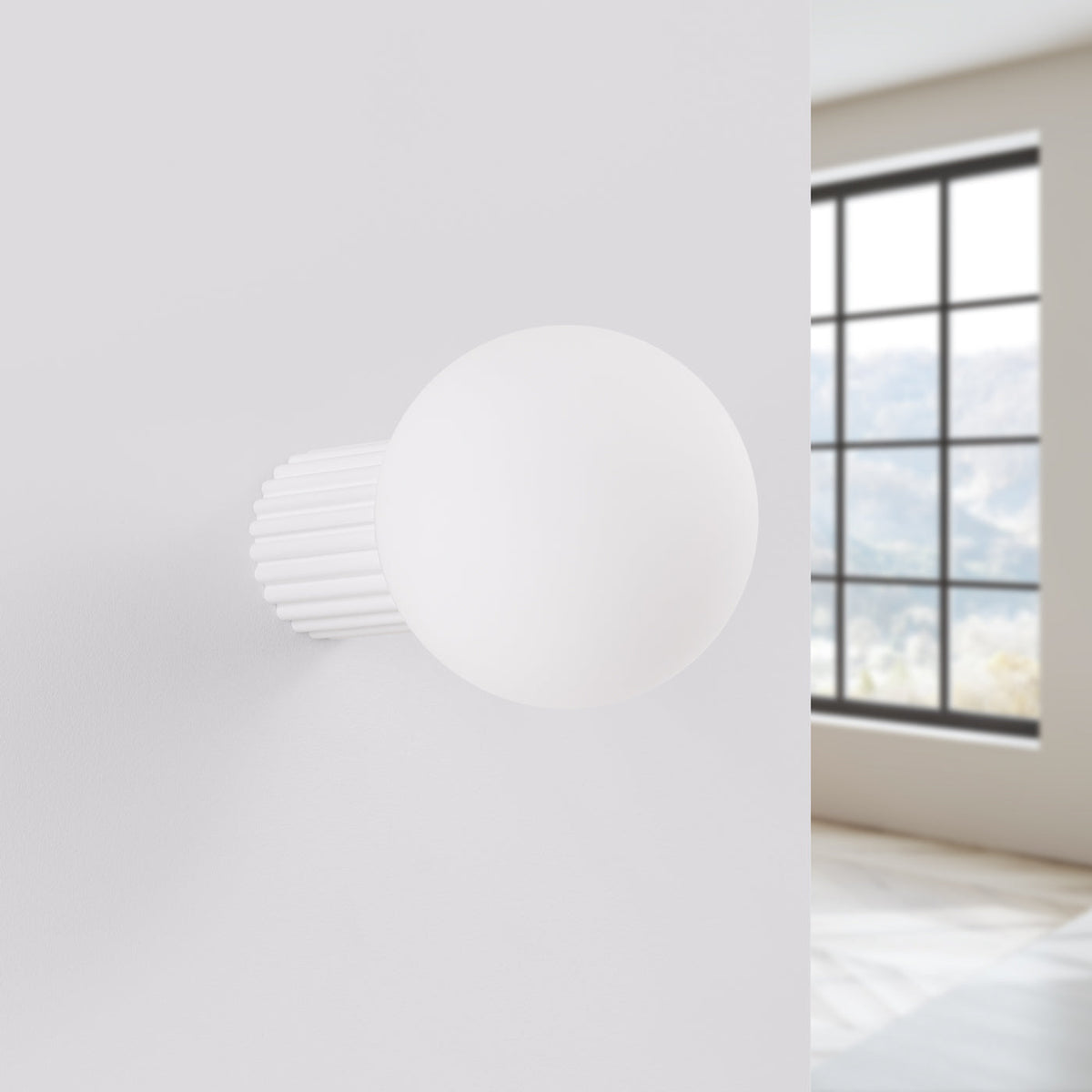 Applique Murale Halo Blanc IP44 en Aluminium Nervuré