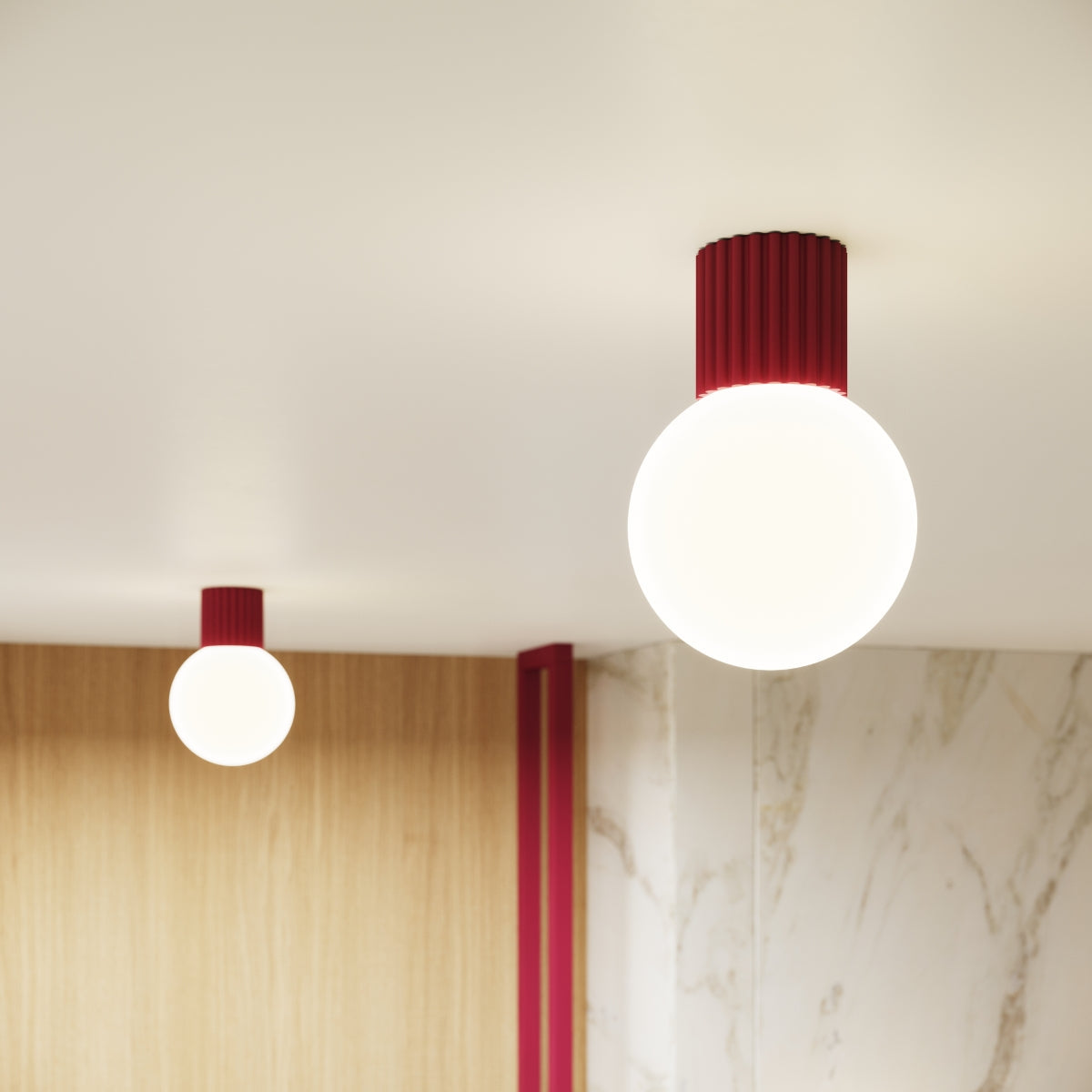 Applique Murale Halo Bordeaux IP44 en Aluminium Nervuré