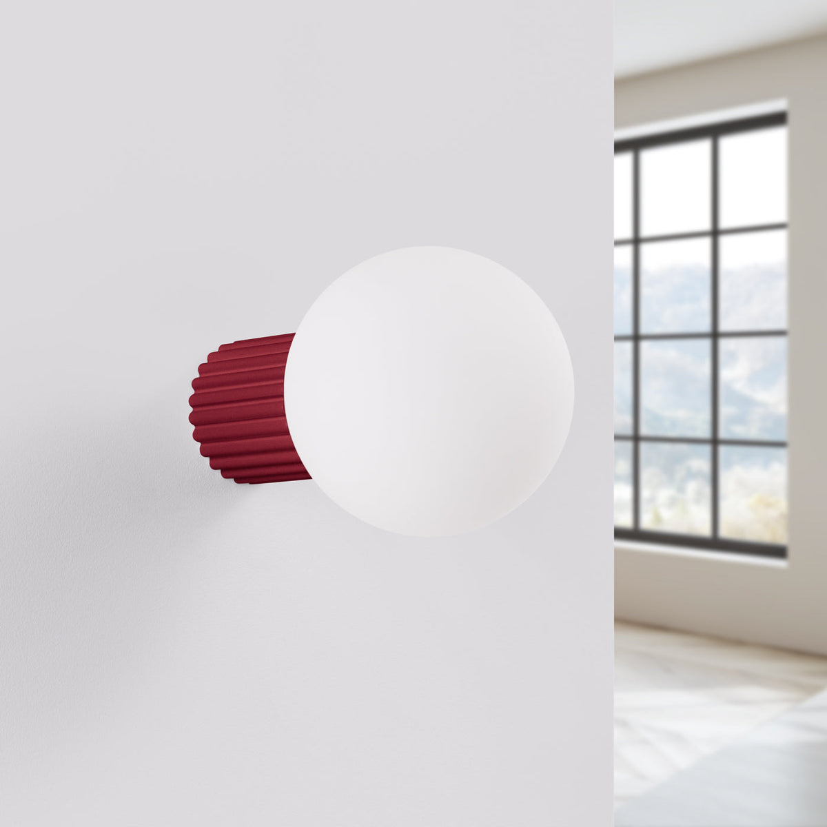 Applique Murale Halo Bordeaux IP44 en Aluminium Nervuré