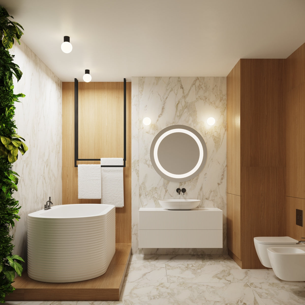Applique Murale Halo Noir IP44 en Aluminium Nervuré