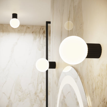 Applique Murale Halo Noir IP44 en Aluminium Nervuré