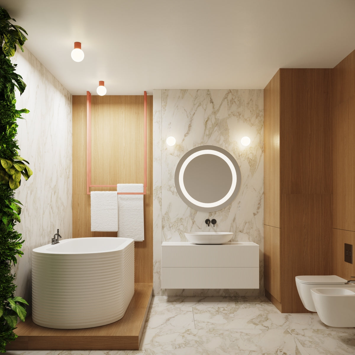 Applique Murale Halo Pêche IP44 en Aluminium Nervuré
