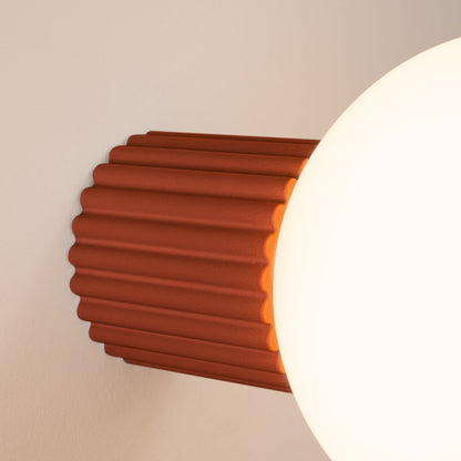 Applique Murale Halo Rouge Ocre IP44 en Aluminium Nervuré