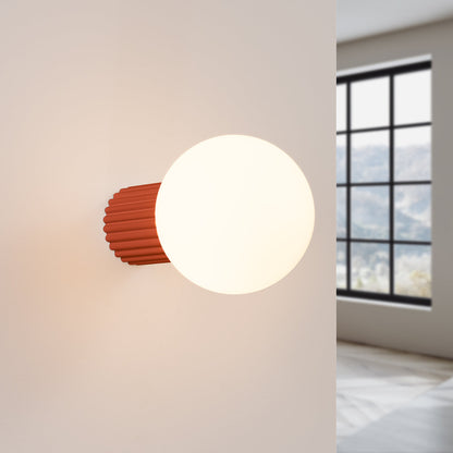 Applique Murale Halo Rouge Ocre IP44 en Aluminium Nervuré
