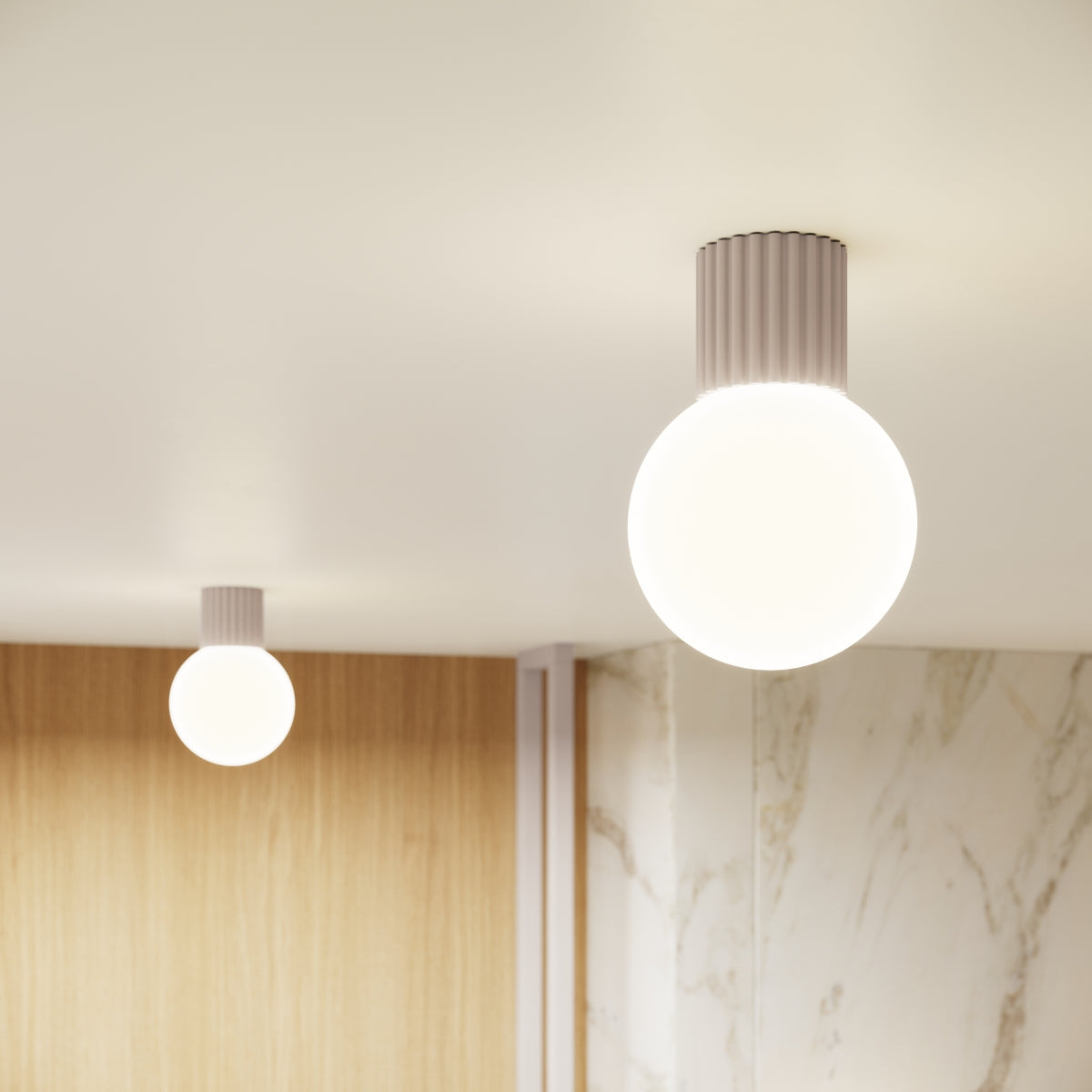 Applique Murale Halo Taupe IP44 en Aluminium Nervuré