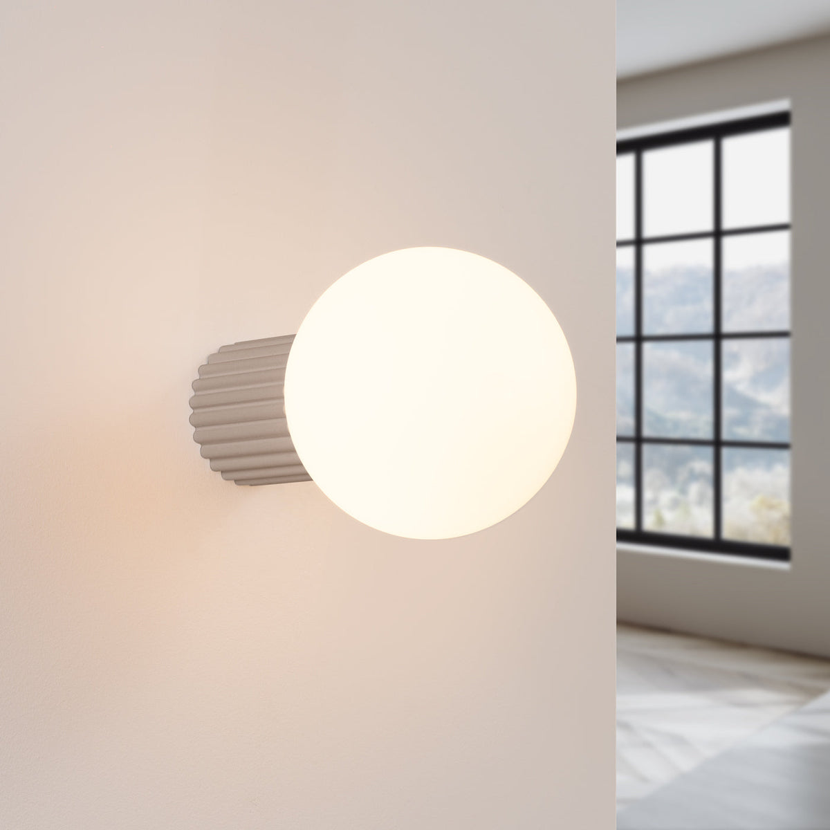 Applique Murale Halo Taupe IP44 en Aluminium Nervuré