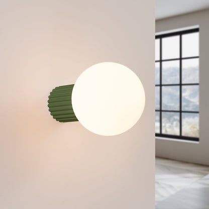 Applique Murale Halo Vert Olive IP44 en Aluminium Nervuré
