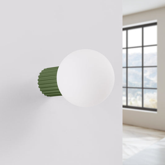Applique Murale Halo Vert Olive IP44 en Aluminium Nervuré